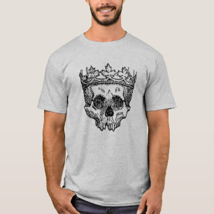 Skull Wearing Crown Gothic Drawing T-Shirt
