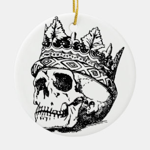 Skull Wearing Crown, King Ceramic Tree Decoration