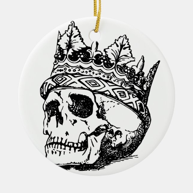 Skull Wearing Crown, King, Hamlet Ceramic Tree Decoration (Front)