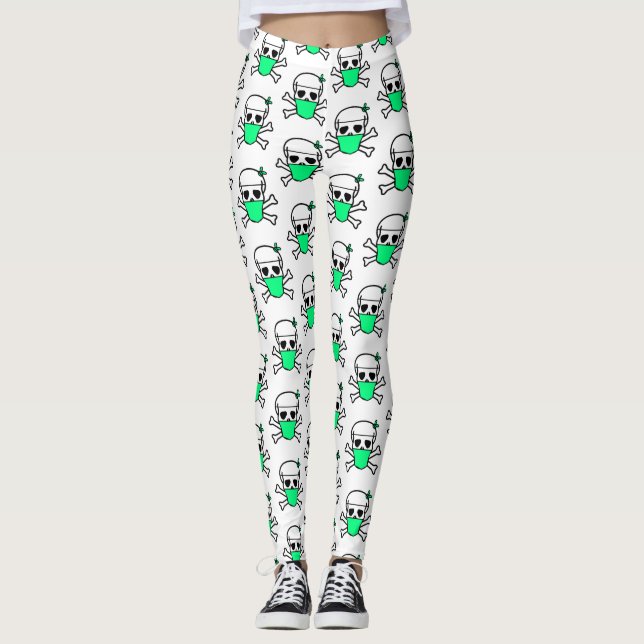 Skull Wearing Mask Thunder_Cove Leggings (Front)