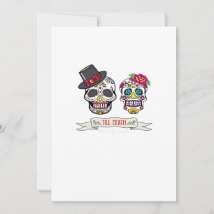 Skull Wedding Bride and Groom Till Death Print Holiday Card