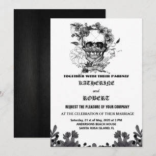 Skull Wedding Halloween Sugar Gothic Floral  Invit Invitation