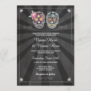 Skull Wedding Halloween Sugar Gothic Skulls Invite