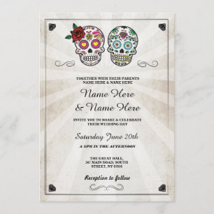 Skull Wedding Halloween Sugar Gothic Skulls Invite