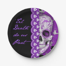 Skull Wedding Paper Plate 7"