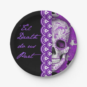 Skull Wedding Paper Plate 7"