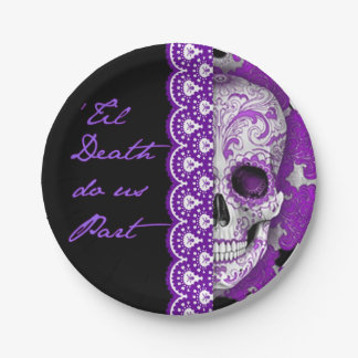 Skull Wedding Paper Plate 7"