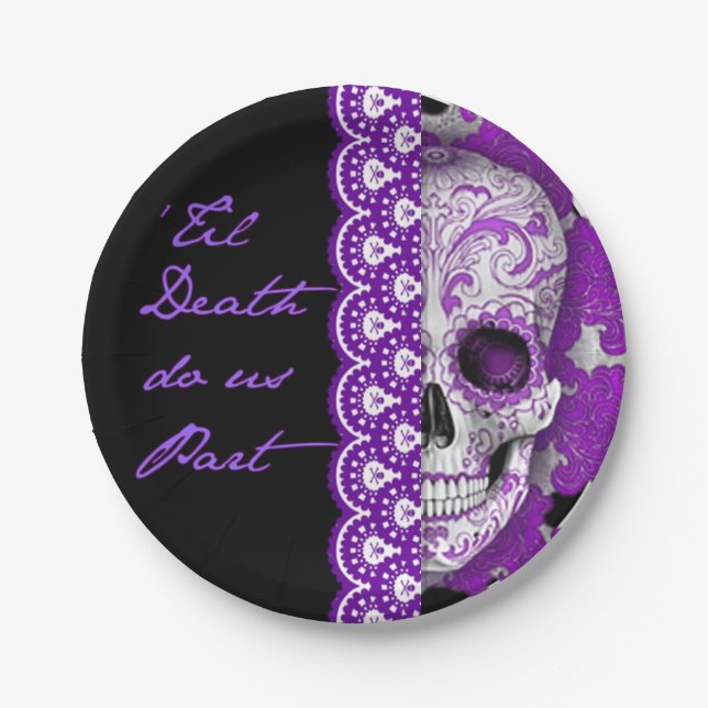 Skull Wedding Paper Plate 7" (Front)