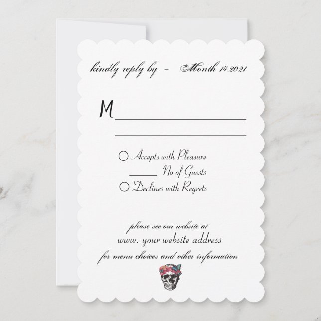 Skull Wedding - Until Death Us Do Part Reply Card (Back)