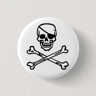 Skull (white) 3 cm round badge