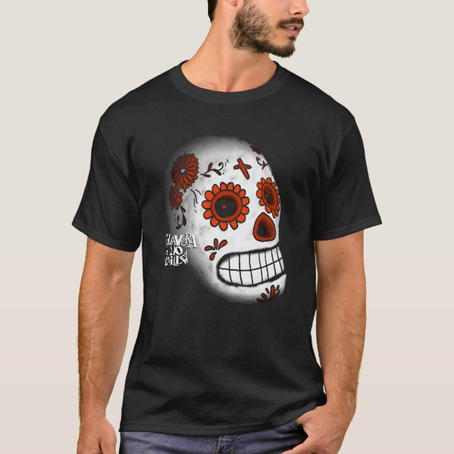 Skull white and flowes T-Shirt (Front)