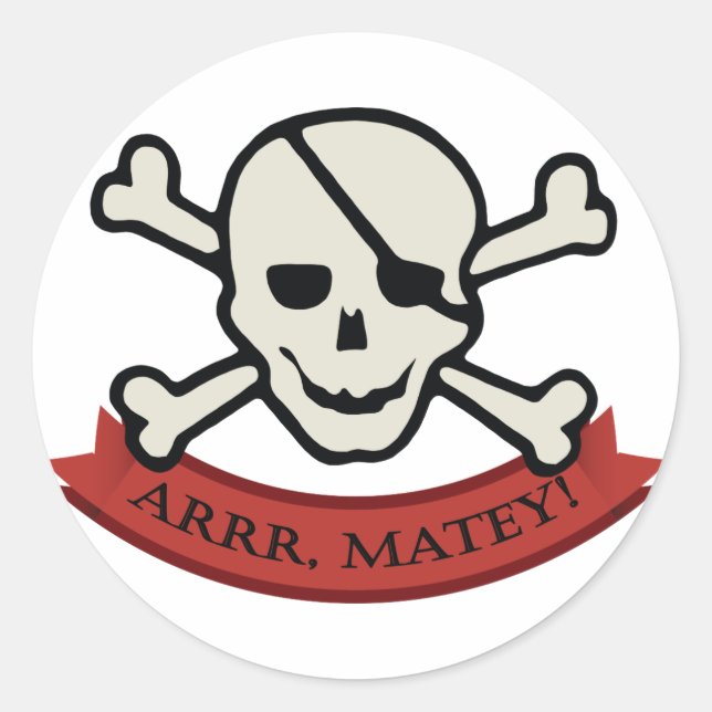 Skull - White Classic Round Sticker, Glossy Classic Round Sticker (Front)