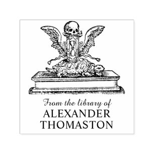 Skull Winged Hourglass Turtle Library Book Name Self-inking Stamp