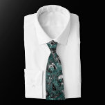 Skull Witch Floral | Dark Gothic Midnight Teal Tie<br><div class="desc">#Gothicart Feminine 90s gothic grunge in a seamless pattern of witch floral and skulls accented with grunge roses inspired by Halloween and Mexican Day of the Dead (dia de los muertos). The modern contemporary mixed medium design adds the perfect pop of colour and personal style. For coordinating products or colours,...</div>