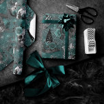 Skull Witch Floral | Dark Gothic Midnight Teal Wrapping Paper<br><div class="desc">#Gothicart Feminine 90s gothic grunge in a seamless pattern of witch floral and skulls accented with grunge roses inspired by Halloween and Mexican Day of the Dead (dia de los muertos). The modern contemporary mixed medium design adds the perfect pop of colour and personal style. For coordinating products or colours,...</div>