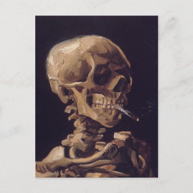 Skull with a Burning Cigarette Postcard (Front)