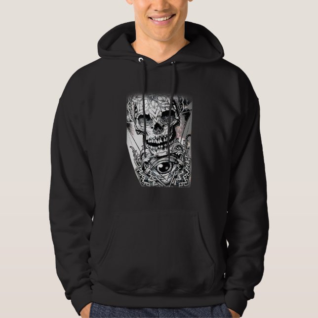 Skull with all seeing eye dark arts occult clothin hoodie (Front)