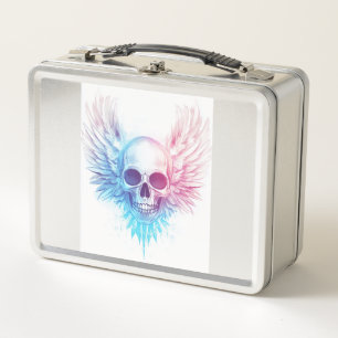 Skull with Angel Wings Metal Lunch Box