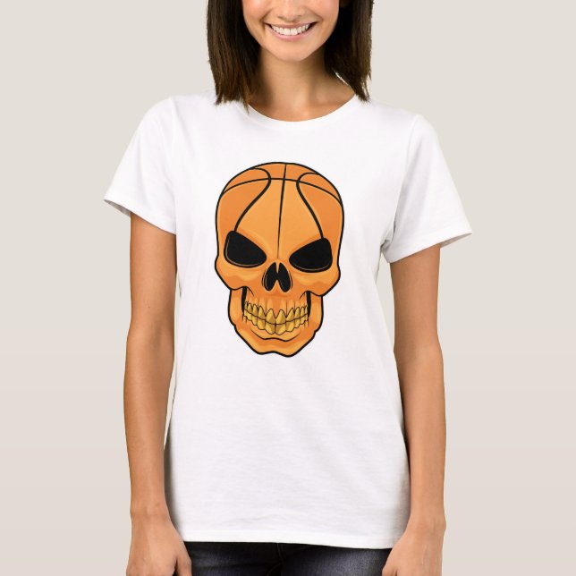 Skull with Basketball Head T-Shirt (Front)