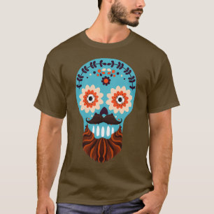 Skull With Beard Halloween Hipster T-Shirt