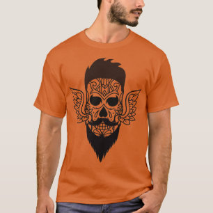 Skull With Beard Hipster by Haus of butterfly T-Shirt