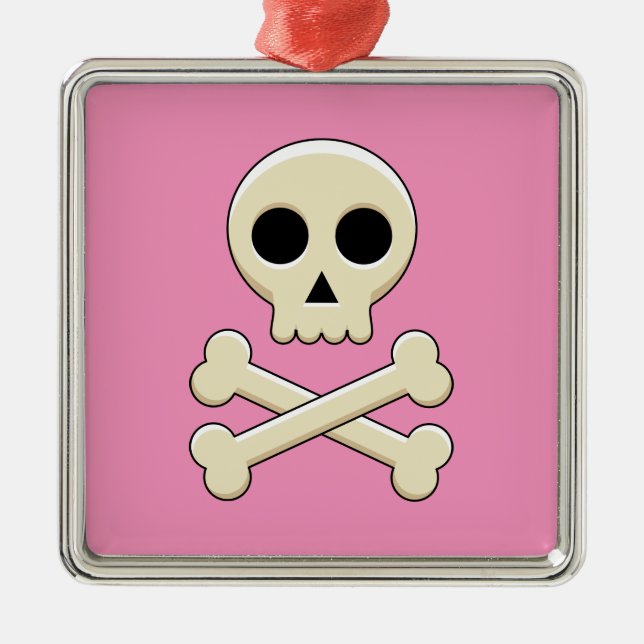 Skull with Bones Metal Tree Decoration (Front)