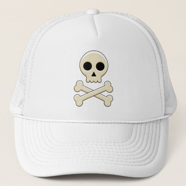 Skull with Bones Trucker Hat (Front)
