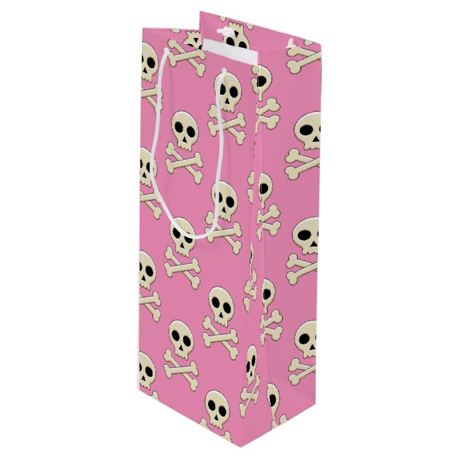 Skull with Bones Wine Gift Bag (Front Angled)