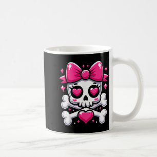 Skull with Bow Pink Girl Skull Halloween Coffee Mug