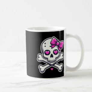 Skull With Bow Pink Girl Skull Halloween Coffee Mug