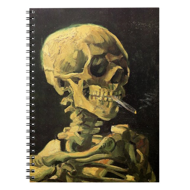 Skull with Burning Cigaret by Vincent van Gogh Notebook (Front)