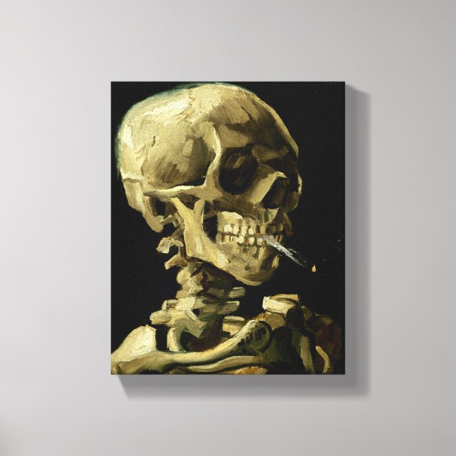 Skull with Burning Cigarette by Van Gogh Canvas Print (Front)