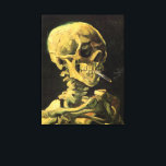 Skull with Burning Cigarette by Vincent van Gogh Canvas Print<br><div class="desc">Skull with Burning Cigarette by Vincent van Gogh is a vintage fine art post impressionism still life painting. A portrait of human skeleton smoking. Great image to use for anti-smoking products. Smoking kills 1, 000s every year, help someone to quit smoking today. Great image for Halloween or Día de los...</div>