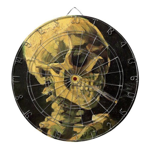 Skull with Burning Cigarette by Vincent van Gogh Dartboard (Front)