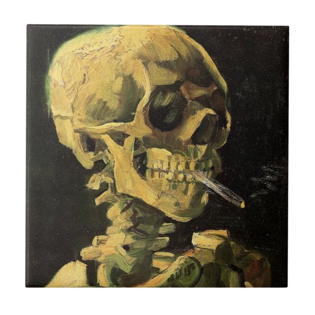 Skull with Burning Cigarette by Vincent van Gogh Tile (Front)