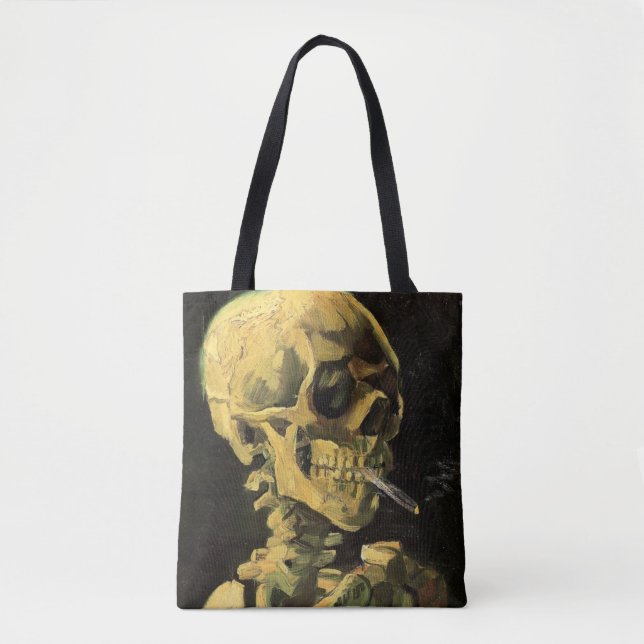 Skull with Burning Cigarette by Vincent van Gogh Tote Bag (Front)