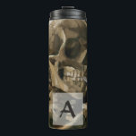 Skull with Burning Cigarette Van Gogh Monogram Thermal Tumbler<br><div class="desc">Vincent van Gogh (Dutch, 1853 - 1890) Skull of a Skeleton with Burning Cigarette, 1885–86, Oil on canvas Unframed: 32 cm × 24.5 cm (13 in × 9.6 in) Early work by Vincent van Gogh. This small painting is part of the permanent collection of the Van Gogh Museum in Amsterdam....</div>
