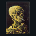 Skull with Burning Cigarette, Van Gogh Poster<br><div class="desc">Skull with Burning Cigarette,  Winter 1885-1886 Vincent Van Gogh (1853-1890) This painting done in the impressionist style by Van Gogh is of a skull and bones of the upper shoulders of a human.  In the skulls mouth is a burning cigarette.  The painting is done on a black background.</div>