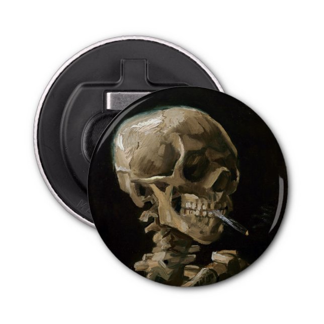Skull with Burning Cigarette Vincent van Gogh Art Bottle Opener (Front)