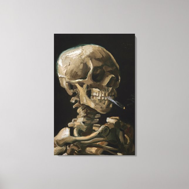 Skull with Burning Cigarette Vincent van Gogh Art Canvas Print (Front)