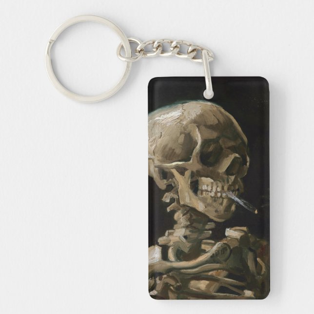 Skull with Burning Cigarette Vincent van Gogh Art Key Ring (Front)