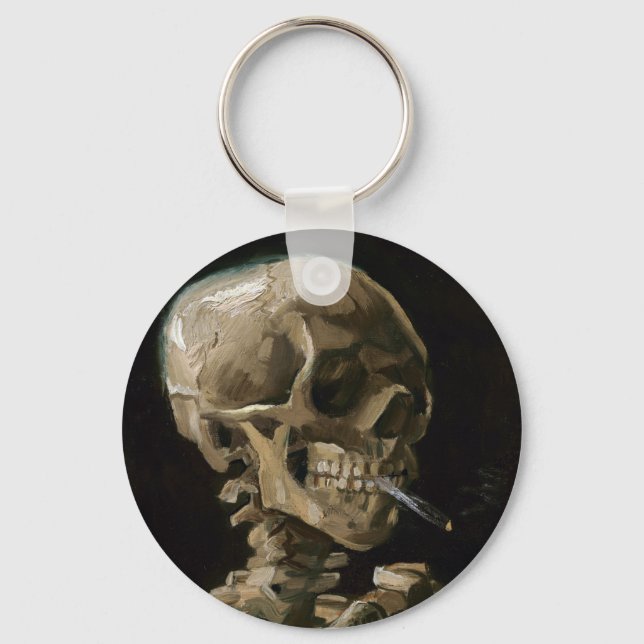 Skull with Burning Cigarette Vincent van Gogh Art Key Ring (Front)