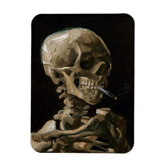 Skull with Burning Cigarette Vincent van Gogh Art Magnet (Vertical)