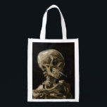 Skull with Burning Cigarette Vincent van Gogh Art Reusable Grocery Bag<br><div class="desc">Vincent van Gogh (Dutch, 1853 - 1890) Skull of a Skeleton with Burning Cigarette, 1885–86, Oil on canvas Unframed: 32 cm × 24.5 cm (13 in × 9.6 in) Early work by Vincent van Gogh. This small painting is part of the permanent collection of the Van Gogh Museum in Amsterdam....</div>