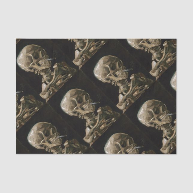 Skull with Burning Cigarette Vincent van Gogh Art Tissue Paper (Front)
