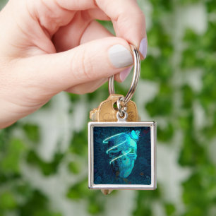 Skull with butterfly decoration key ring