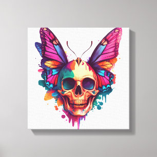 Skull with Butterfly Wings Canvas Print