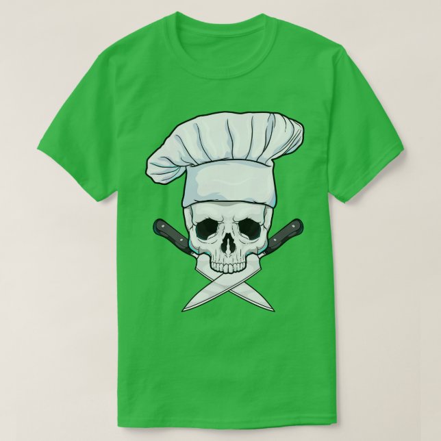 Skull with Chef hat Knife T-Shirt (Design Front)