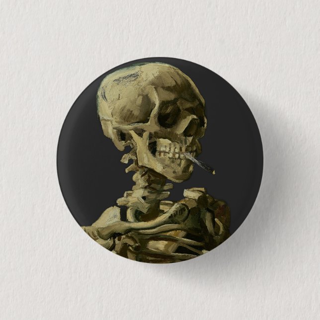 Skull with Cigarette by Van Gogh 3 Cm Round Badge (Front)