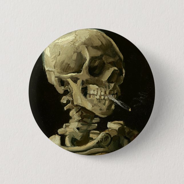 Skull with Cigarette by Van Gogh 6 Cm Round Badge (Front)
